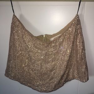 MLV champagne gold crystal embellished mini skirt